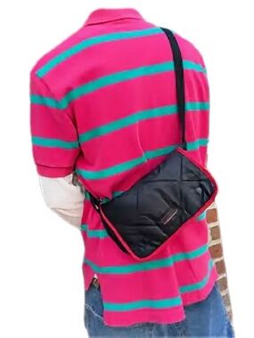 Ralph Lauren POLO Sport Quilted Crossbody Bag Black Red Y2K Vintage (Unisex)